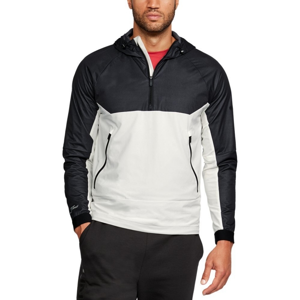 Under Armour Men's Black and White Hooded Wind Breaker Jacket XXL